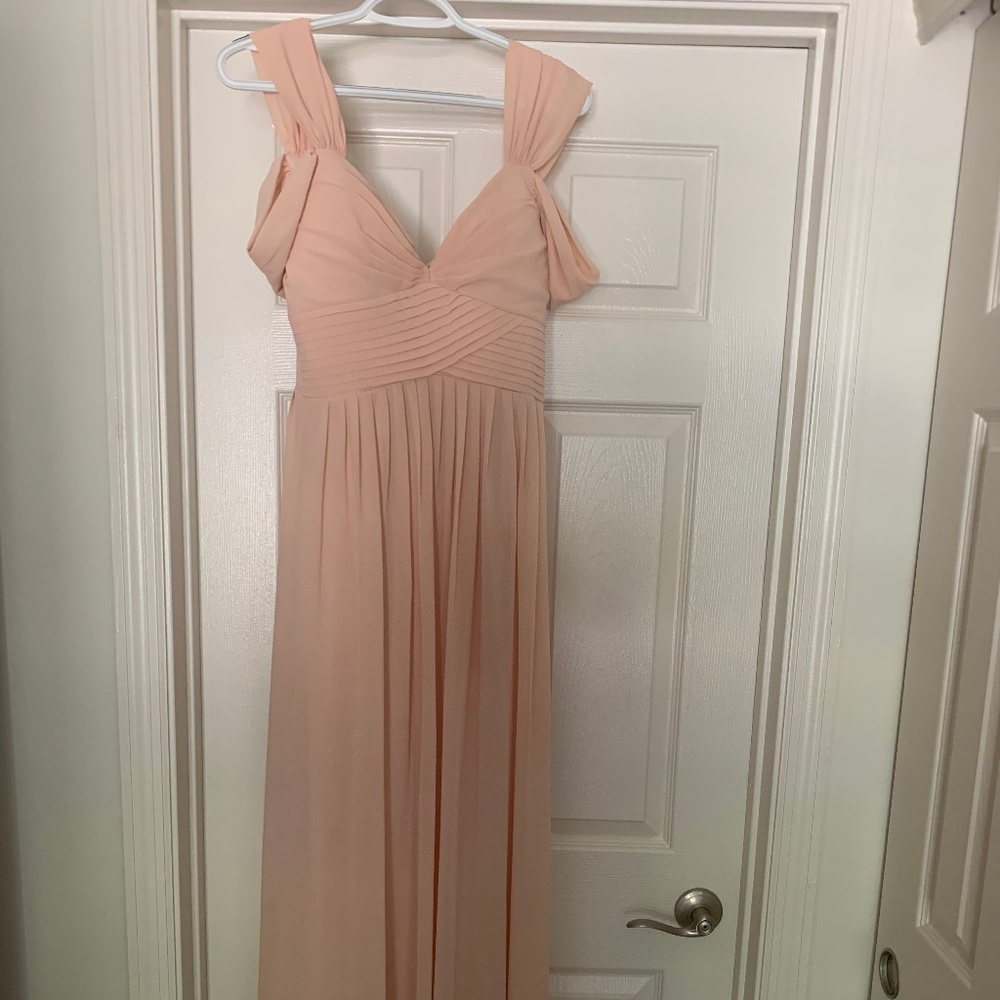 Floor length blush formal dress